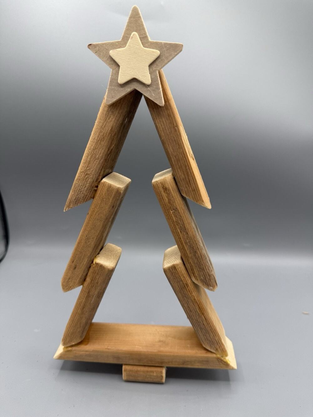 Rustic Wood Christmas Tree Card Holder Display Stand Star Farmhouse Decor 10”